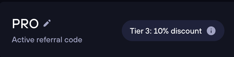 GMX推荐码PRO验证截图，显示10%手续费折扣